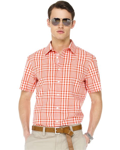 michael kors plaid shirt men red|Men's Designer Shirts .